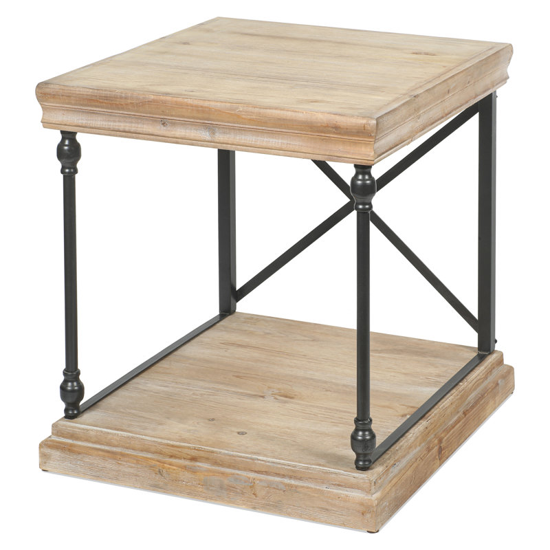 Wood Square Storage Side End Table