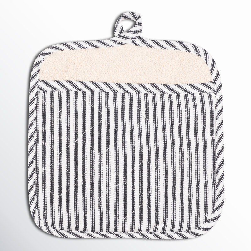Lockland Striped 100% Cotton Potholder, Black 