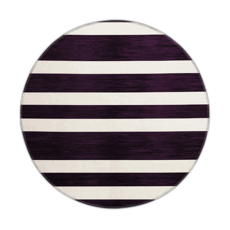 Tapis intérieur / extérieur mauve HorizontalStripes, Rond 5 pi
