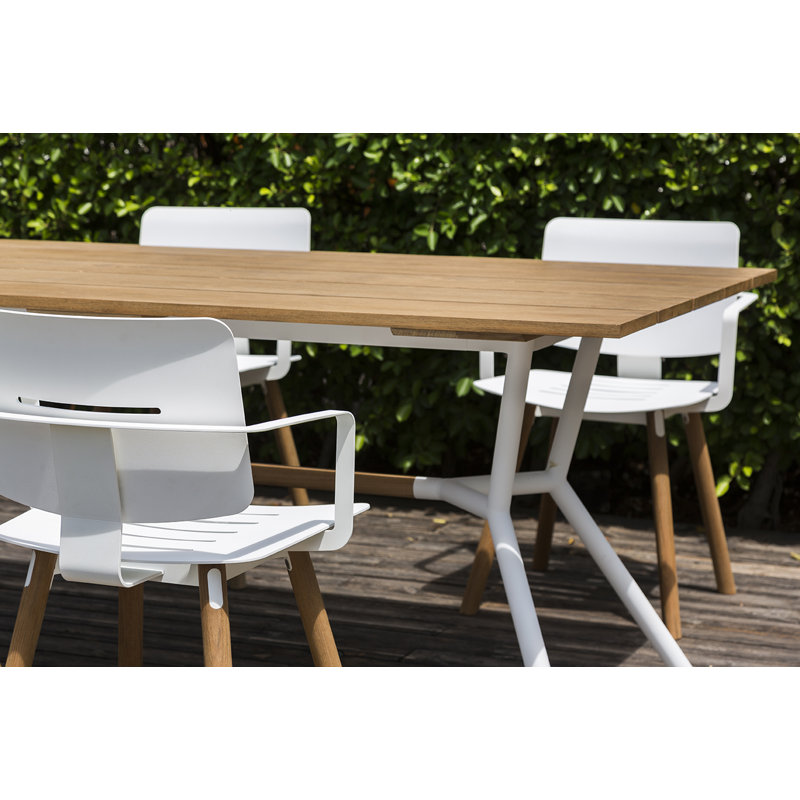 Reef Rectangular 29.5" Dining Table, Teak, Stainless Steel, 29.13" H x 70.88" W x 39.38" D