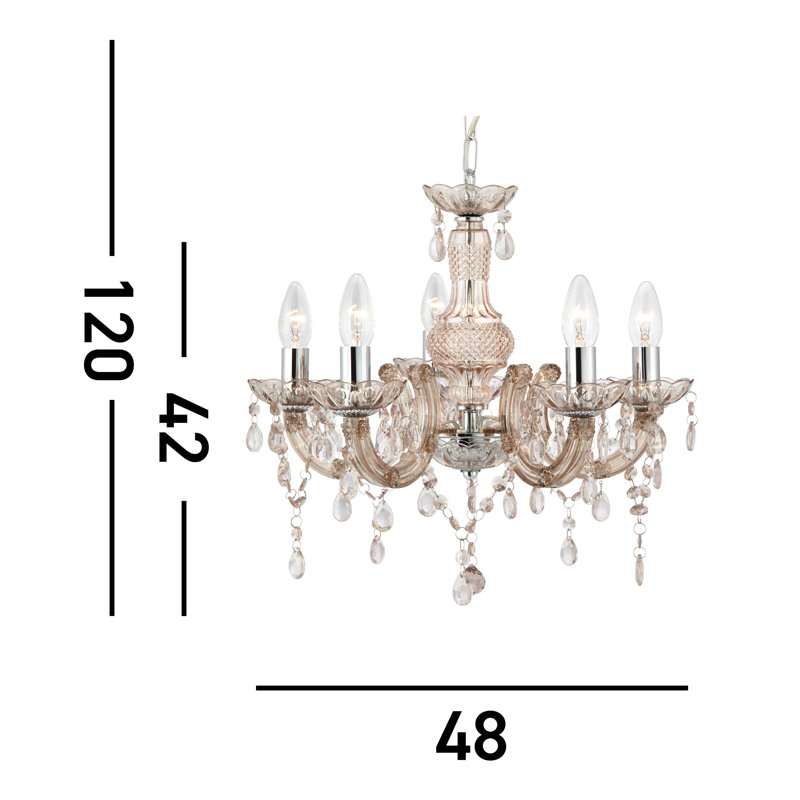 Kelly 5 - Light Candle Style Chandelier, Mink