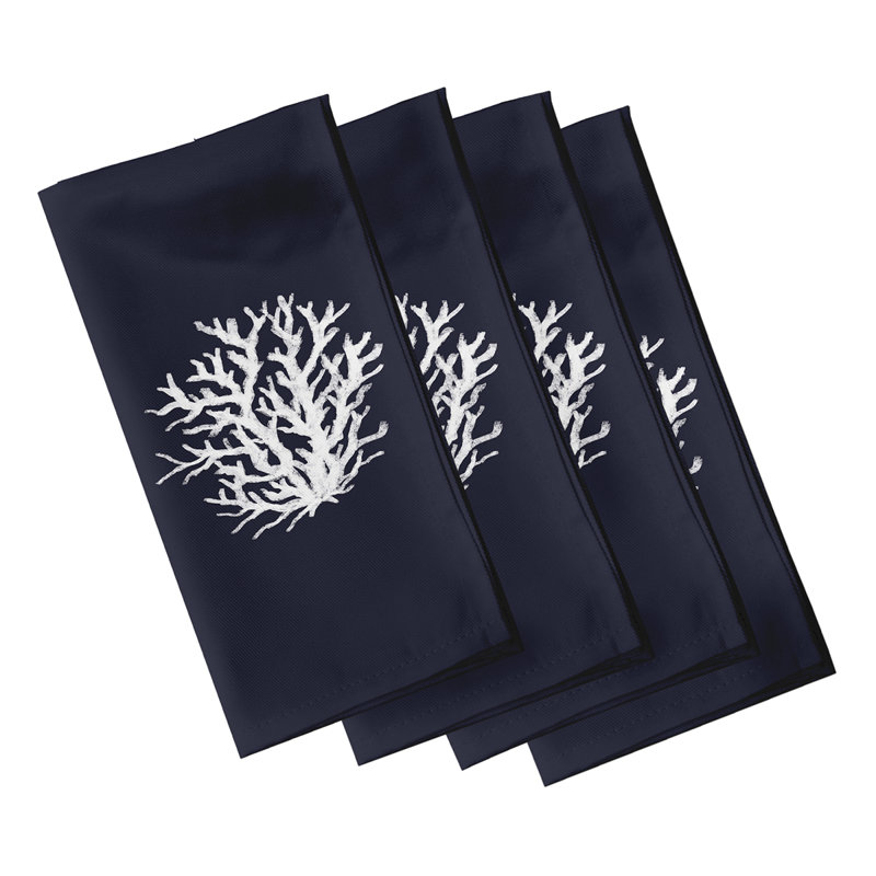Tawanda Polyester Floral Square Napkin, Navy