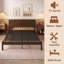 Cadre de lit Queen de 35,5 cm (14 po), lit plateforme en bambou avec lattes métalliques et tête de lit style ferme, aucun sommier requis, montage facile-1337695670
