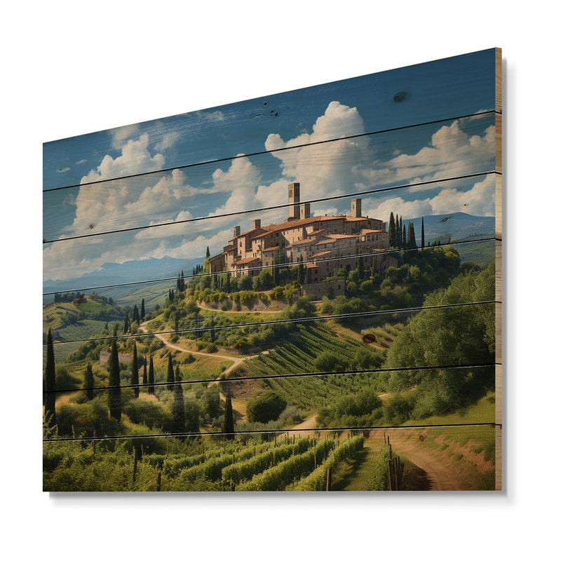 Italie, San Gimignon II sur bois, H 30 po x l 40 po x P 0,78 po