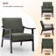 Fauteuil à dossier haut d'inspiration médiévale, revêtement en polyester vert antique avec pieds en bois massif 1 pièce-680359714-674927704