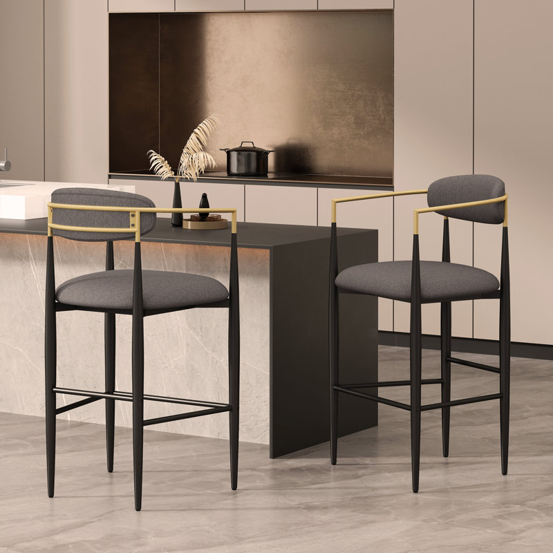 Tabouret de bar (ensemble de 2), Gris, Noir