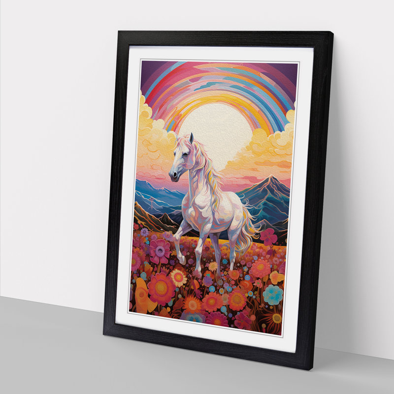 Pony Colour Field - Single Picture Frame Print on Wood, Black Framed, 46cm H x 34cm W x 2cm D