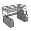 Lit mezzanine simple avec 7 tiroirs, 2 tablettes et bureau - Gris-732314377-732314382
