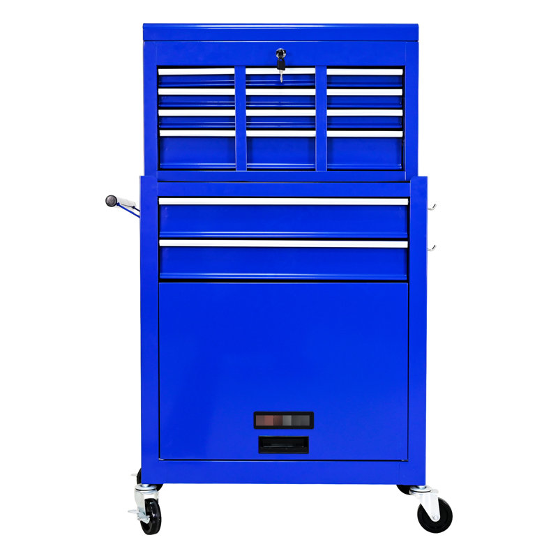 Rangement bleu pour 8 outils - Coffre à poignée facile à pousser et à tirer avec pivot et frein, Bleu
