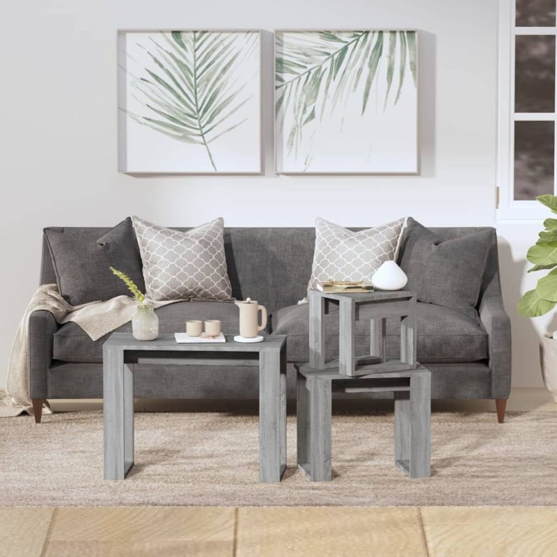 Alexzandrea Nesting Tables 3 Pcs Chipboard, Gray Sonoma, Gray Sonoma