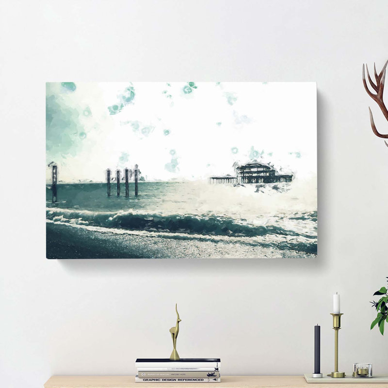 Old West Pier At Brighton Beach In Abstract - Wrapped Canvas, 60cm H x 91cm W x 3cm D