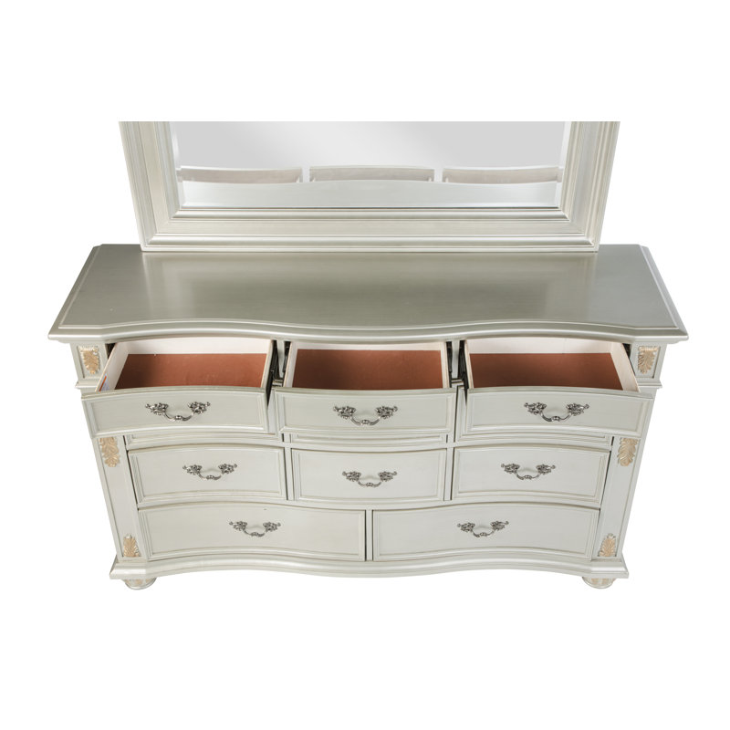 Lyon Glory Furniture G07100-D Cherry Dresser, Silver Champagne