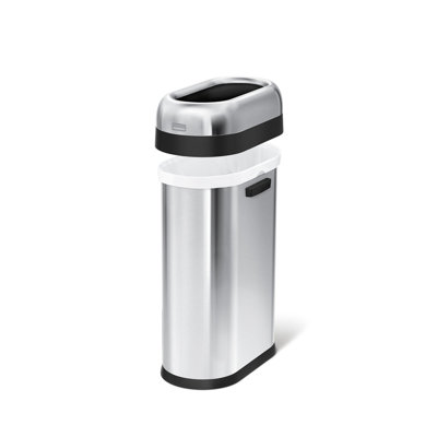 Simplehuman 50L/13.2 Gallon Slim Open Top Trash Can, Commercial Grade Heavy Gauge Stainless Steel