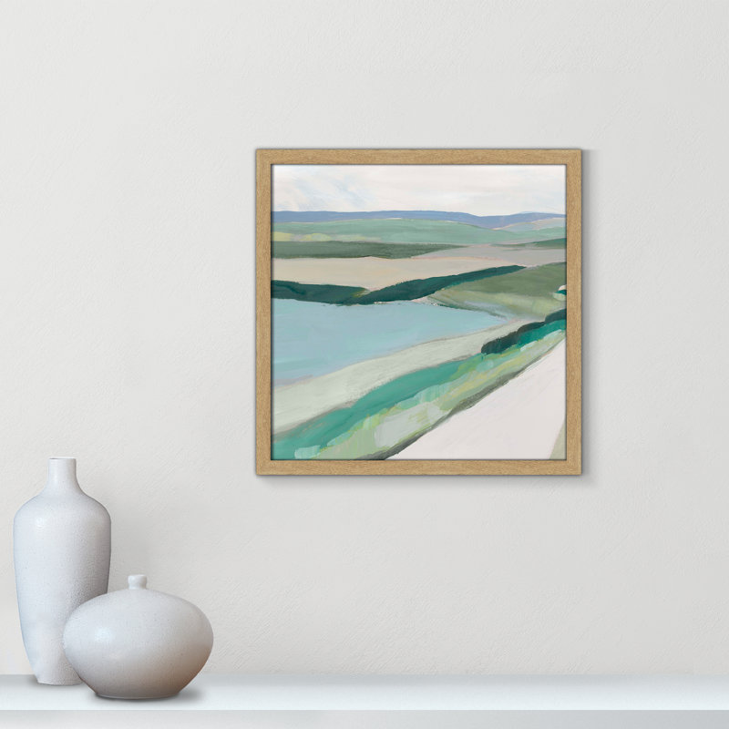 Fields Of Green I by Ian C, 17" H x 17" W x 1.25" D, Natural Framed