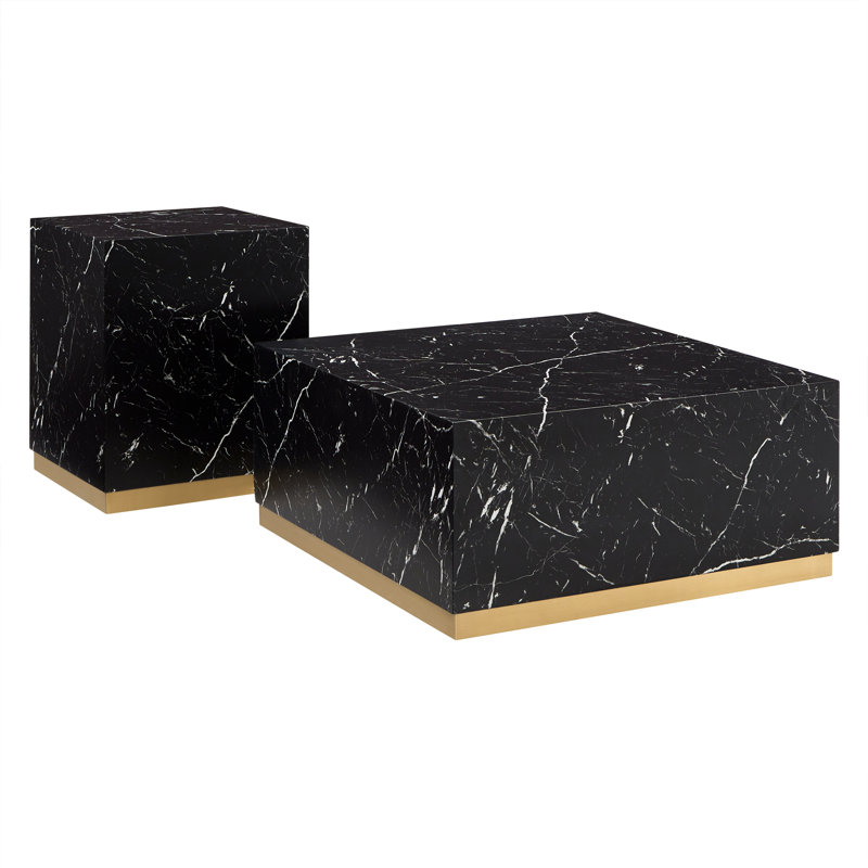 Ensemble de tables basses 2 pièces Roman, Noir