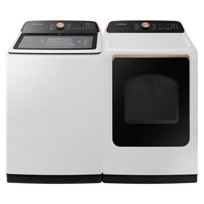 Samsung 5.5 cu. ft. XL Capacity Top Load Smart Washer and 7.4 cu. ft. Smart Electric Dryer with Steam Sanitize+