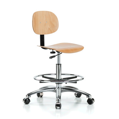 Chaise pneumatique réglable en hauteur en bois franc avec anneau de pied PERCH | Hauteur du banc moyen: 18 à 23 po