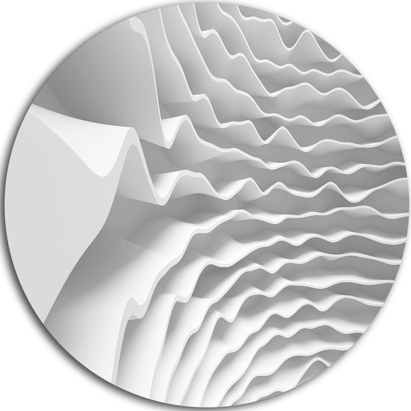 « fractal curveed white 3d waves », impression sur métal, H 23 po x l 23 po x P 1 po