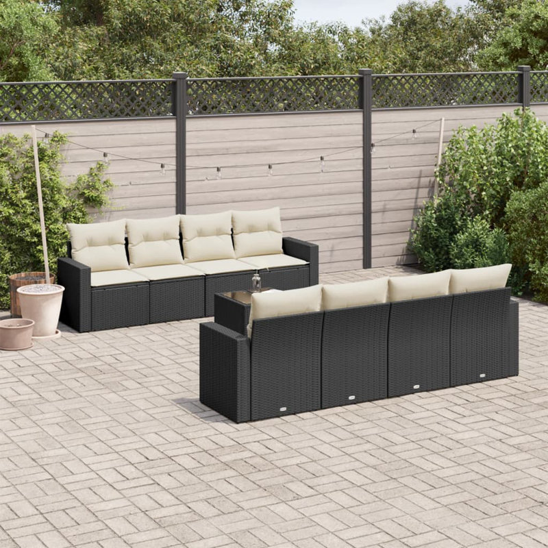 Ensemble de 9 canapés de jardin Vidaxl - noir, blanc crème