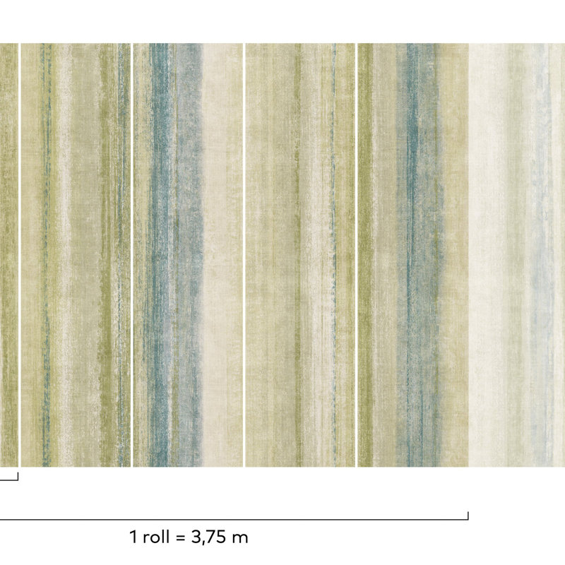 Precious Weaves Styled Stripes 88.5-inches wide x 9.8-feet high 3-Panel Wall Mural, Green