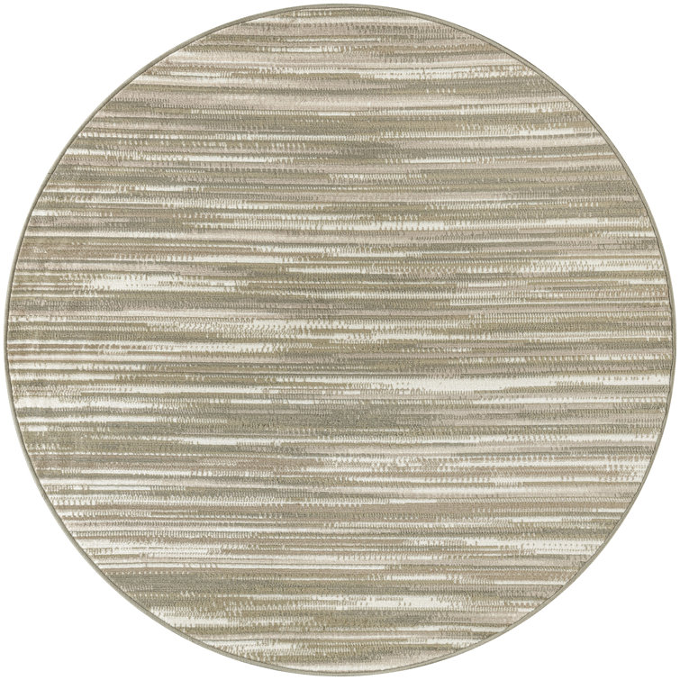 Abstract Machine Woven Area Rug in Green/Ivory