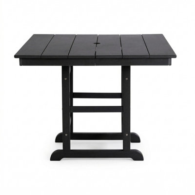 Table de patio pliante noire en PEHD, table de salle à manger d'extérieur toutes saisons 37,8 po