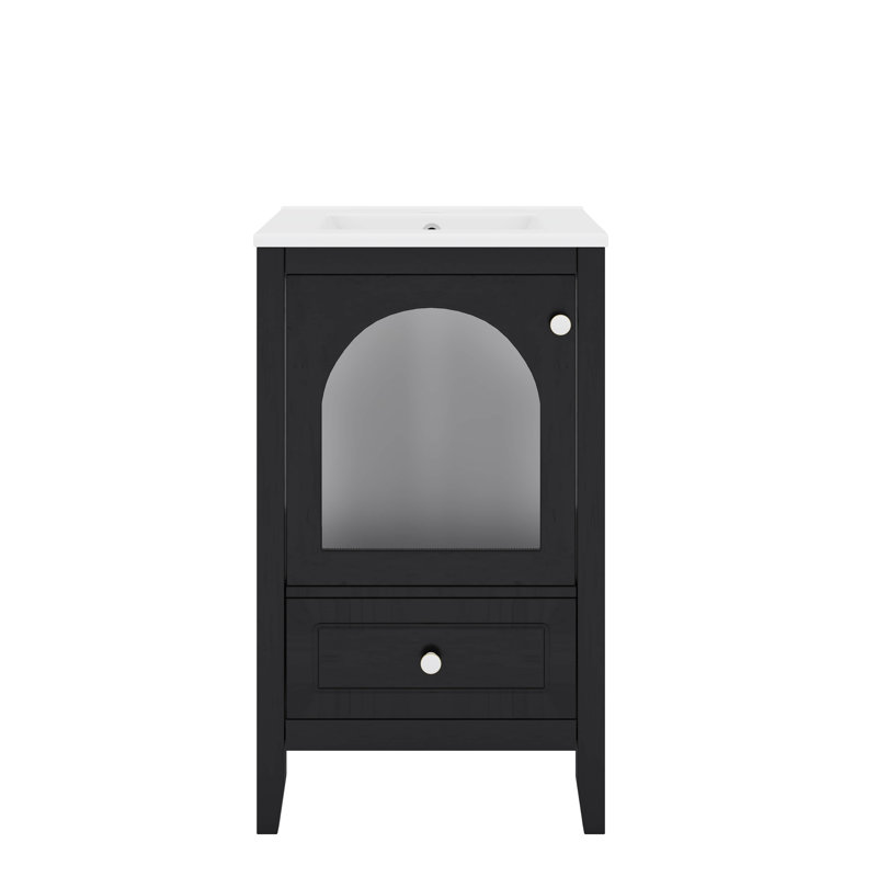 Meuble-lavabo avec lavabo 20 po, Noir