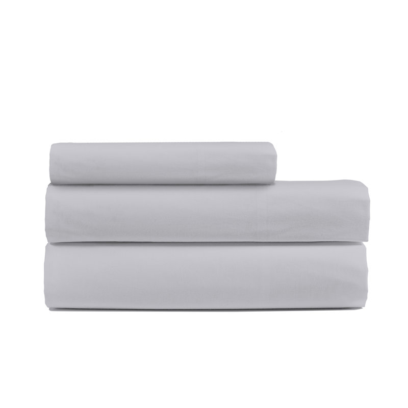 Ensemble de draps 100% coton à densité de tissage 450 fils Hemenway, Simple, Gris clair