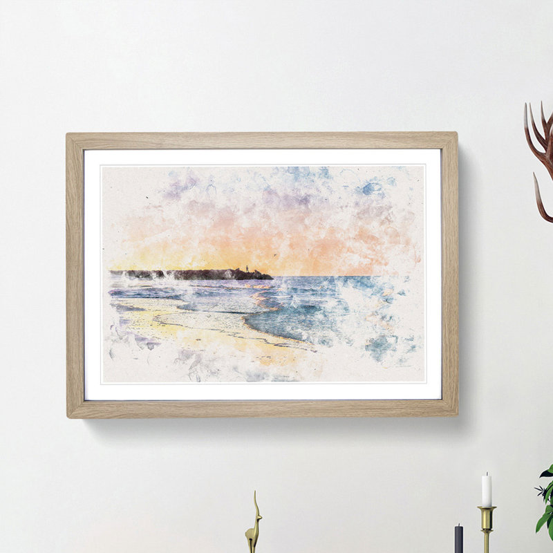 Fishing in Cape Cod - Picture Frame Painting Print, 36cm H x 48cm W x 2cm D, Oak Framed
