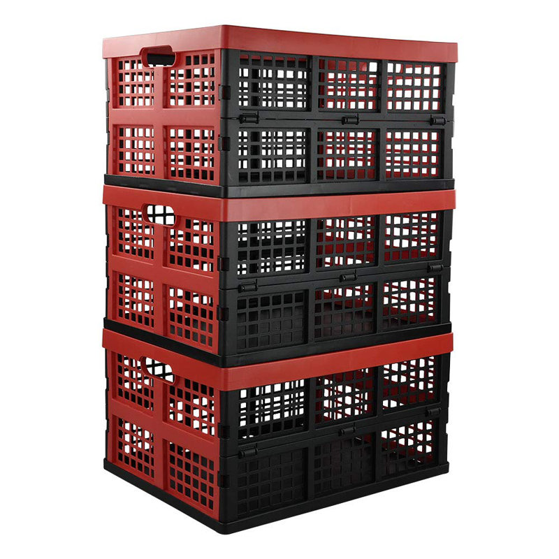 3-Pack 34 Quart Collapsible Stackable Storage Bins, Milk Crates