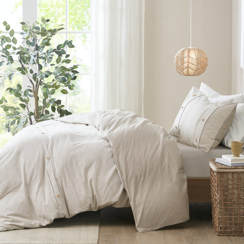 Housse de couette en coton biologique à fermeture à boutons - très fraîche pour un toucher doux