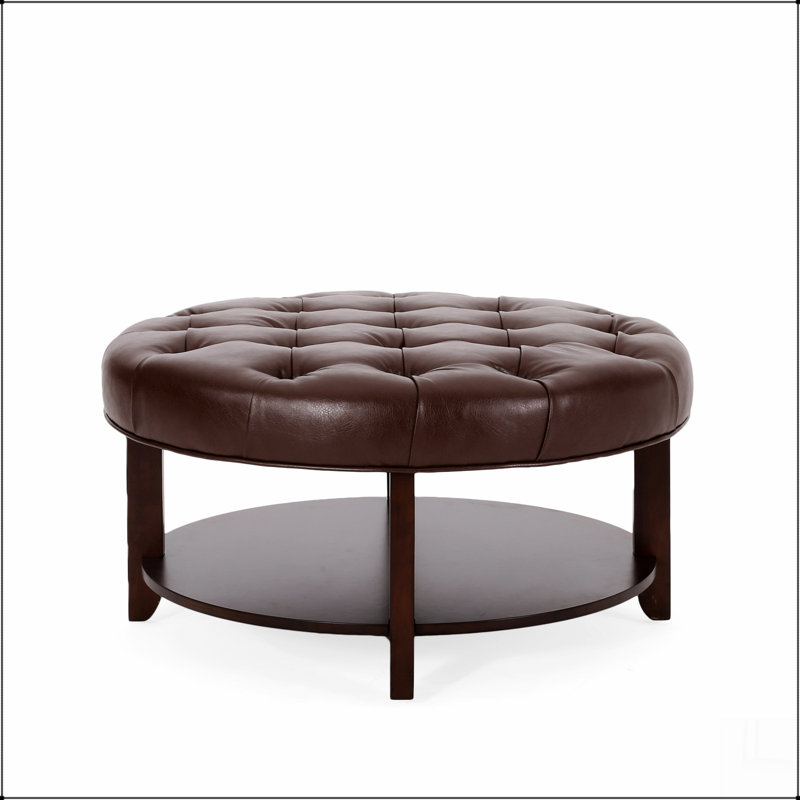 OTTOMAN ROND, Marron foncé