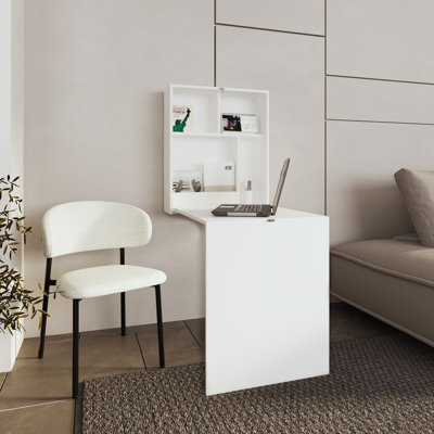 Folding Table, 4 Shelves, White, Table