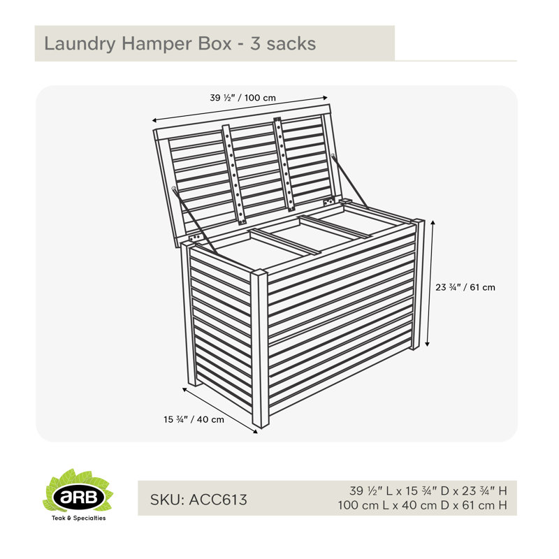 Gohoho Wood Laundry Hamper, Large (23.75" H x 39.5" W x 15.75" D)