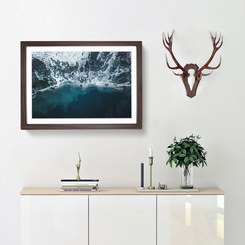 Winter Forest by a Lake in Germany in Abstract - Framed Print, Walnut, 35cm H x 50cm W x 2cm D