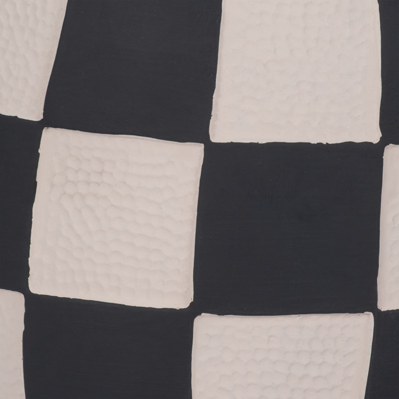 Sagebrook Home 8" Checkerboard Rounded Planter, Black/White, 7" H x 8" W x 8" D