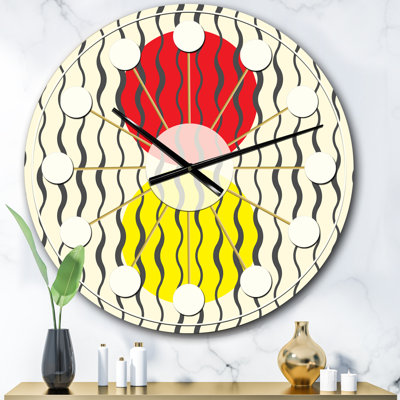 Motif ondulé - horloge murale moderne Mid-Century