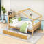 Lit double en bois 2 tiroirs avec pieds centraux et toit-435179192