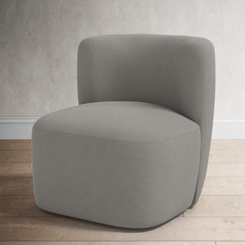 Mariza Upholstered Swivel Accent Chair, Classic Grey Linen