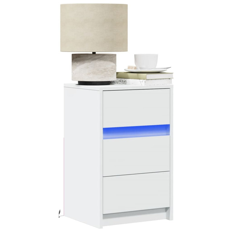 Dawens 38cm W Manufactured Wood Bedside Table, White