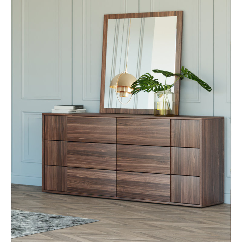 Bernhardiene 66'' W 6 - Drawer Dresser, Walnut
