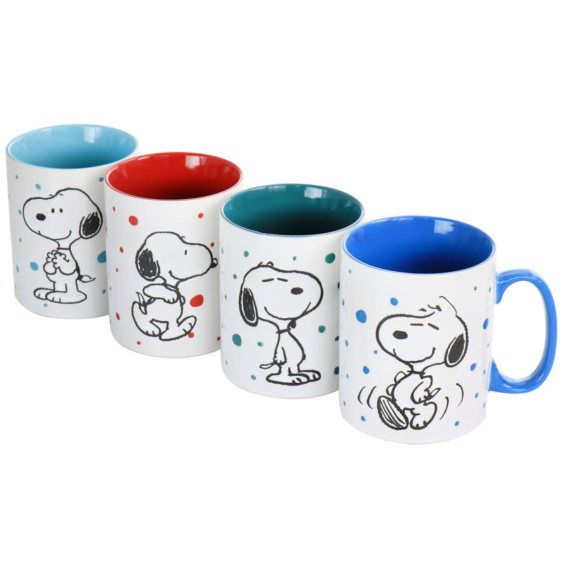 Gibson Peanuts Freckled Joy 15Oz Stoneware 4 Piece Mug Set In Assorted Designs