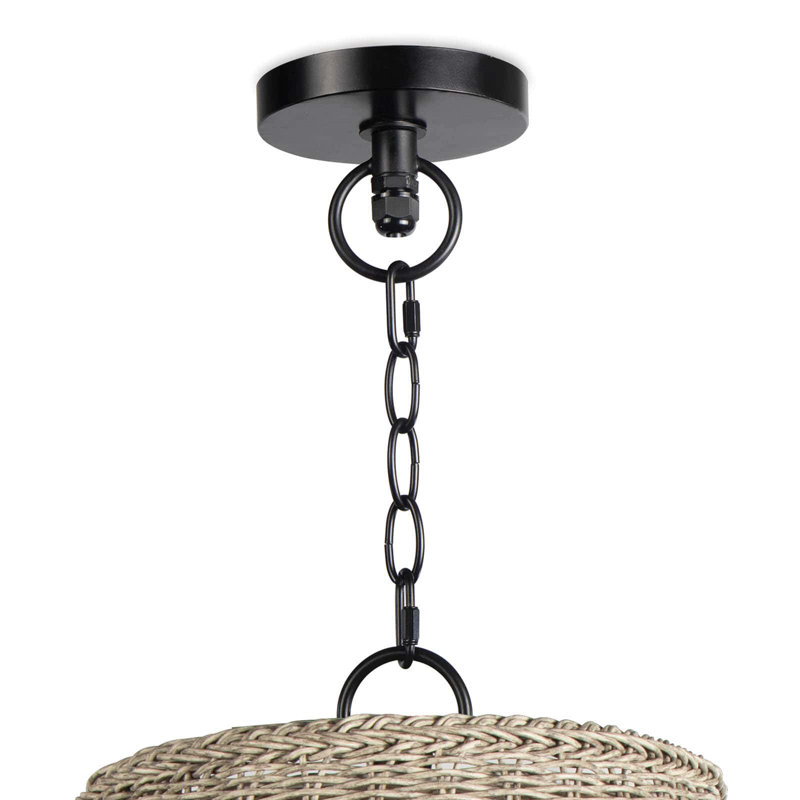 Augustine Whitewashed Wicker 1-Light Outdoor Pendant