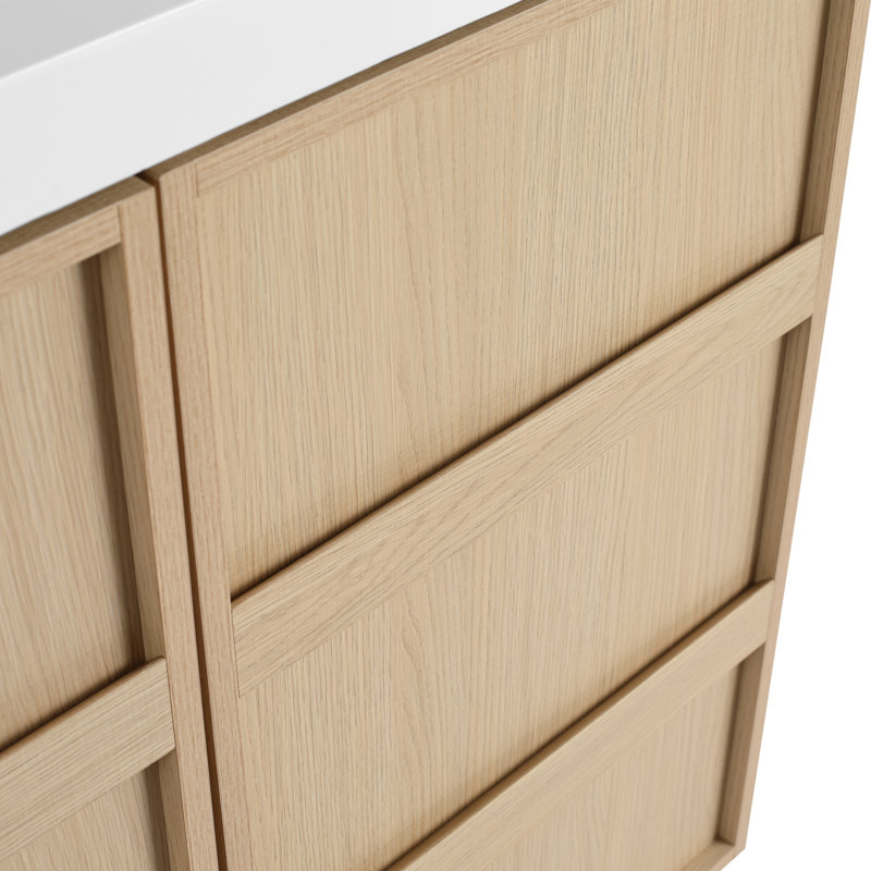 Meuble-lavabo sur pied 36 po avec lavabo en résine et 2 portes d'armoire à fermeture en douceur, 36"