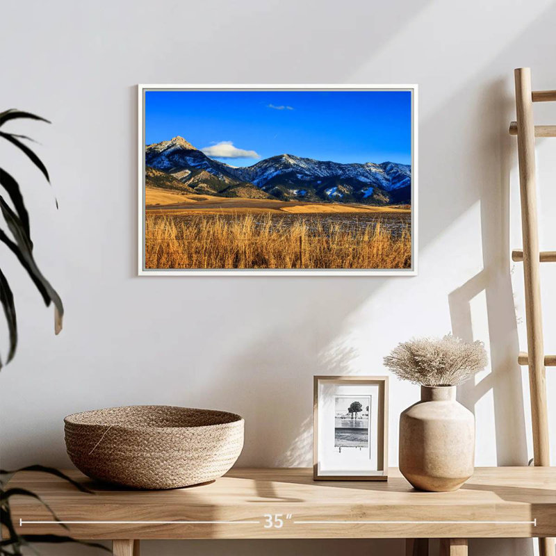 Vue panoramique des montagnes Bridger, 19 po x 13 po, Cadre flottant blanc