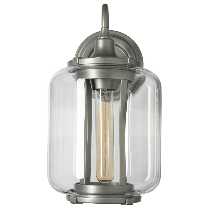 Fairwinds Outdoor Sconce - Clear Glass, 12.4" H x 7" W x 9.8" D, Coastal Burnished Steel