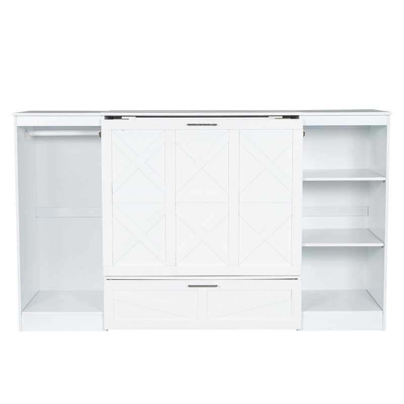 Lit escamotable simple pratique avec tablettes de chevet et garde-robe pour économiser de l'espace et pour la nuit