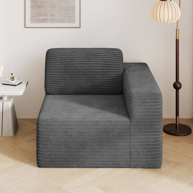 Fauteuil d'appoint modulaire en velours côtelé de 40 pouces, faisant face à la main droite, sans assemblage requis Canapé simple avec éponge à double soutien