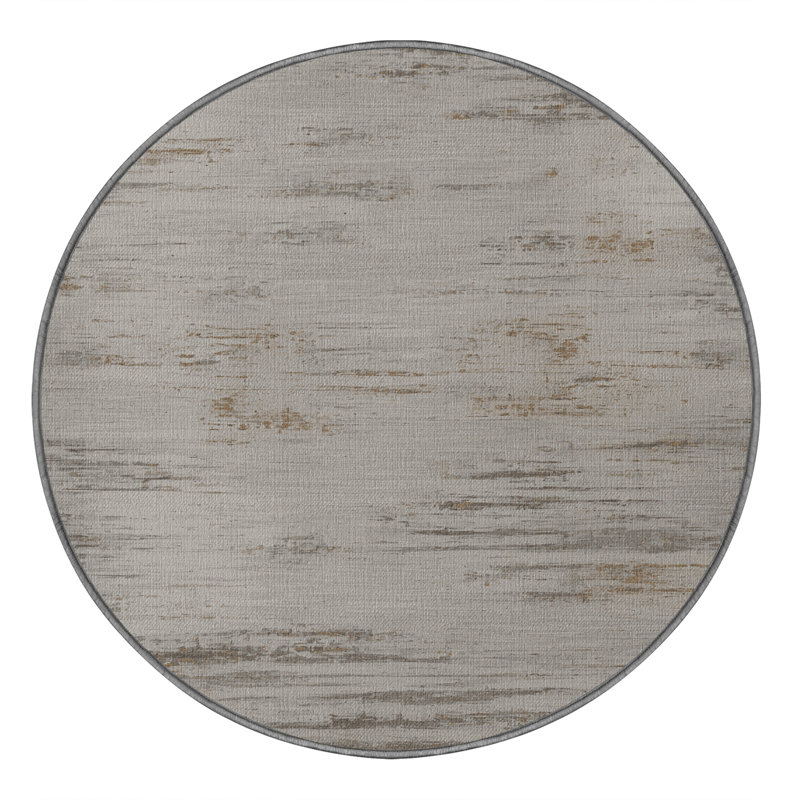 Machine Washable Abstract Gray Area Rug, Round 8'