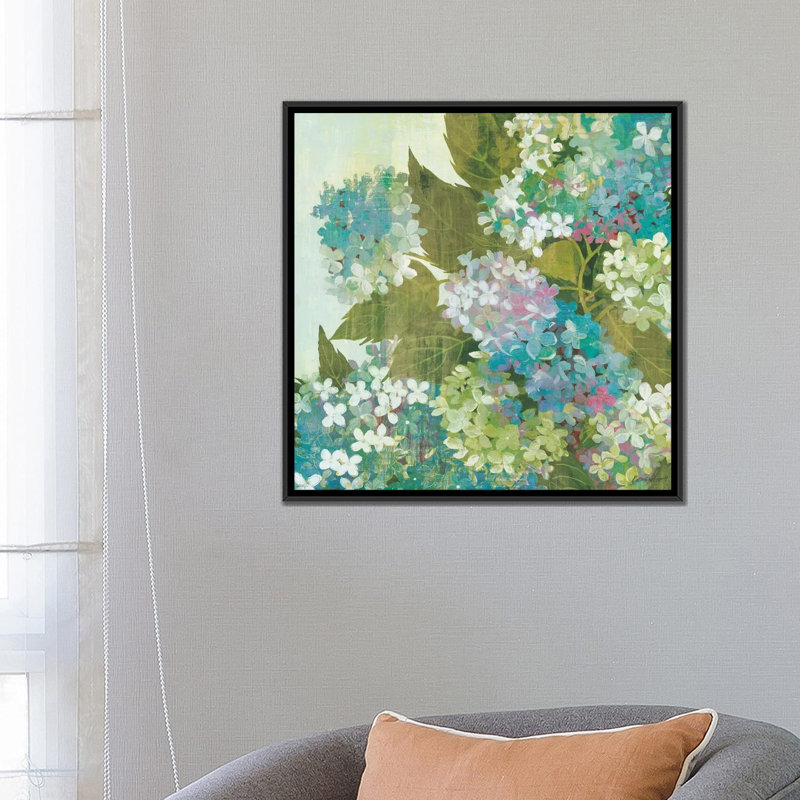 « peint fleuri », reproduction sur toile, H 26 po x l 26 po x P 1,5 po, Toile avec cadre noir, Pas de tapis